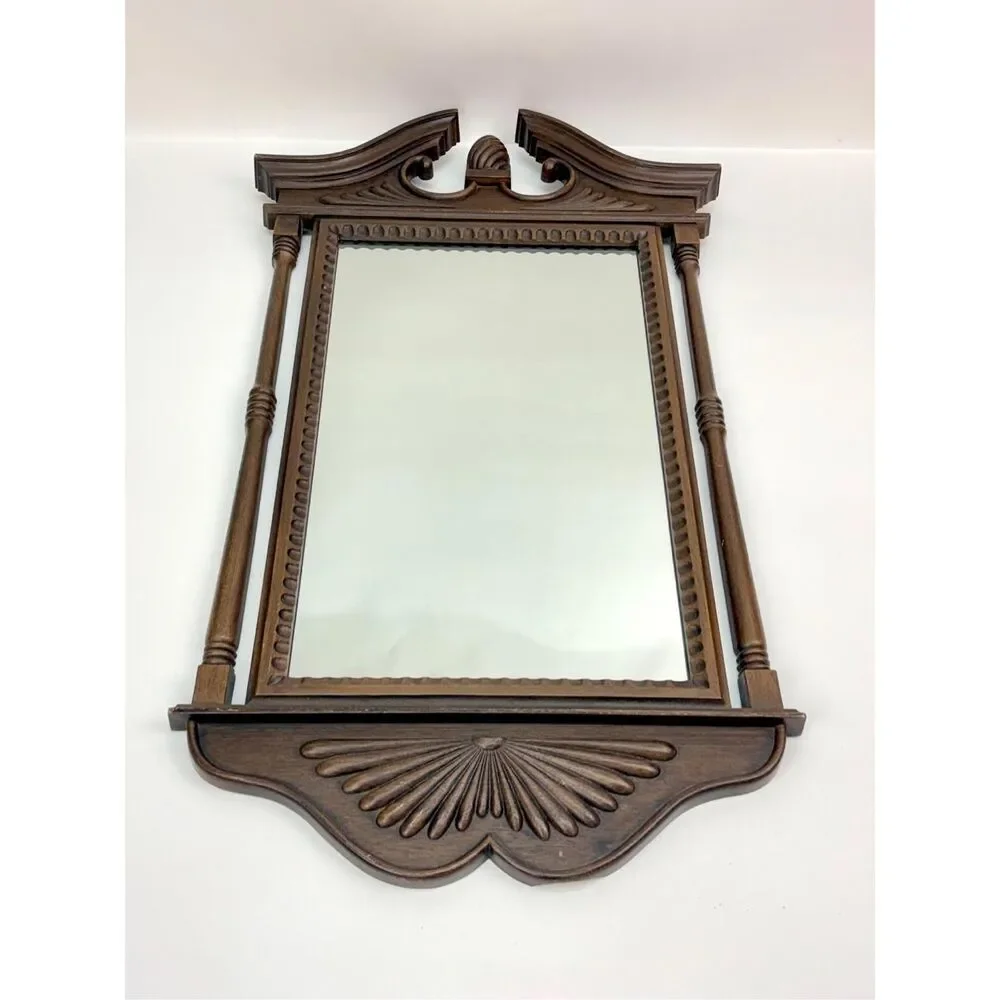 Vintage 1972 Burwood Products Co Colonial Style Wood Wall Accent Mirror 32.5in H